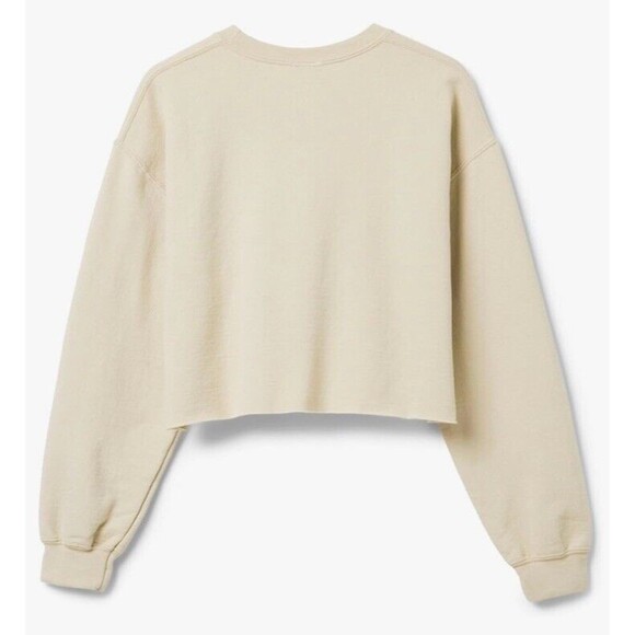 Junk Food Cropped Sweatshirt All You Need Is A Little Bit‎ Of Happiness Beige SM - Picture 3 of 14